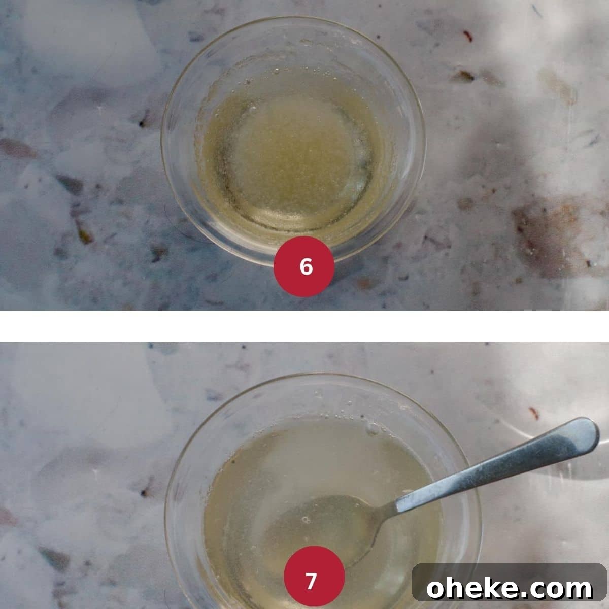 2 photo collage of gelatin for filling