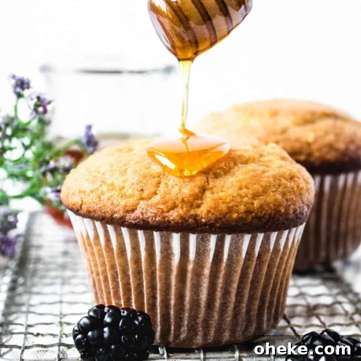 Honey Corn Muffins | kickassbaker.com pin for Pinterest