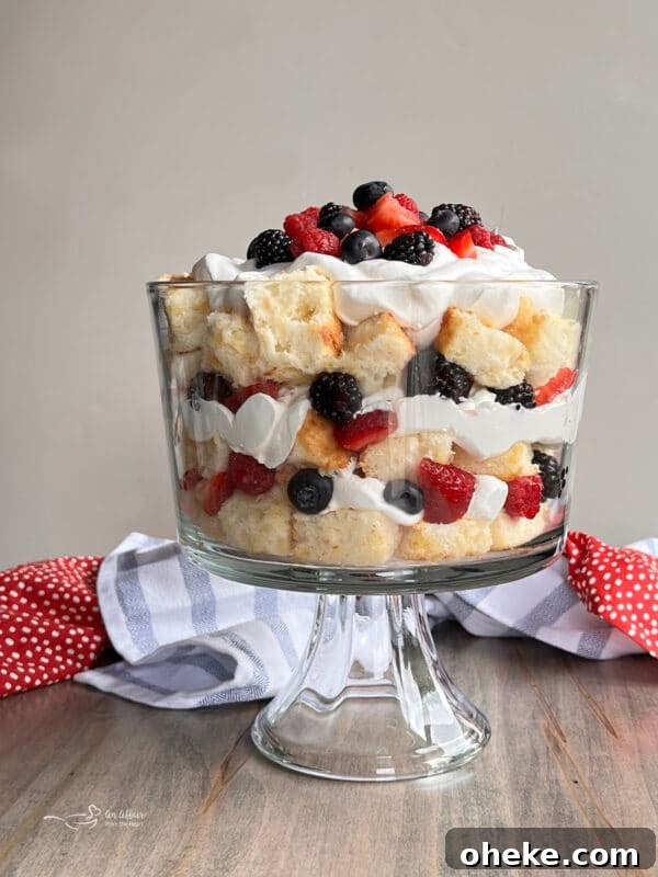 Summer Triple Berry Trifle Recipe — Light Layered Dessert 2 Berry Trifle