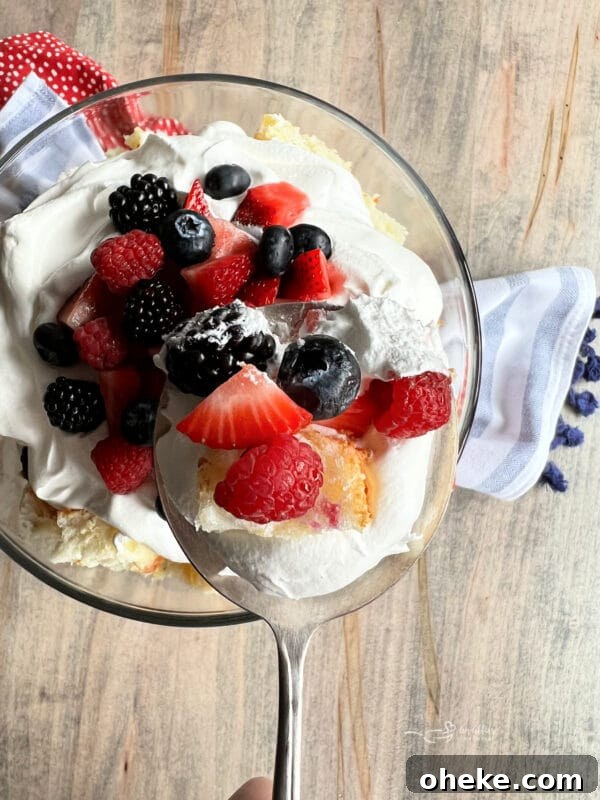 Summer Triple Berry Trifle Recipe — Light Layered Dessert 11 Serving berry trifle