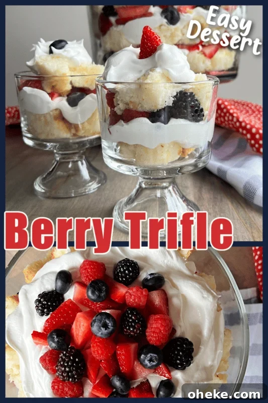 Summer Triple Berry Trifle Recipe — Light Layered Dessert 13 Small trifle servings