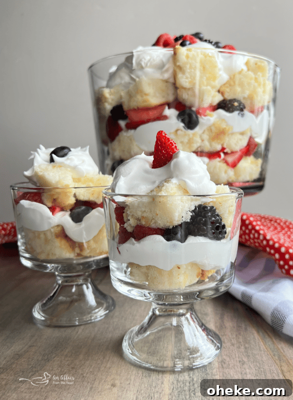 Summer Triple Berry Trifle Recipe — Light Layered Dessert 4 Trifle presentation