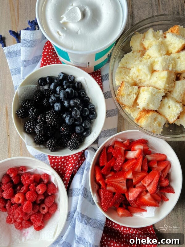 Summer Triple Berry Trifle Recipe — Light Layered Dessert 5 Layered berry trifle