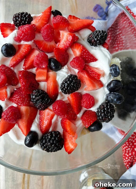 Summer Triple Berry Trifle Recipe — Light Layered Dessert 9 Berry layer
