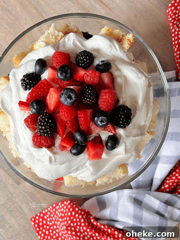 Summer Triple Berry Trifle Recipe — Light Layered Dessert 10 Topped trifle