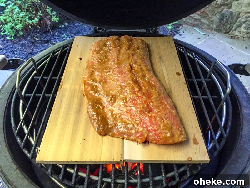 Big Green Egg Cedar Plank Miso Salmon