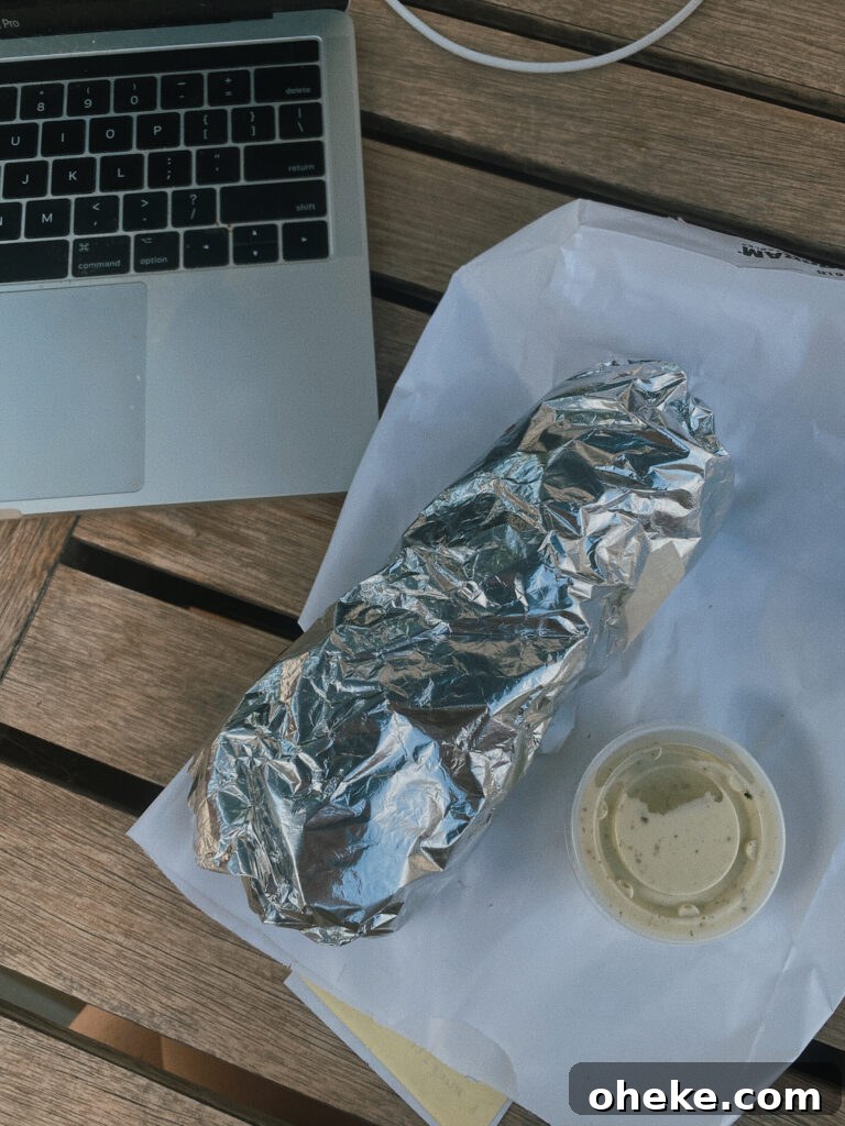 Skiers' Breakfast Burrito — Beaumont Bakery Recipe 2 breakfast burrito in tinfoil
