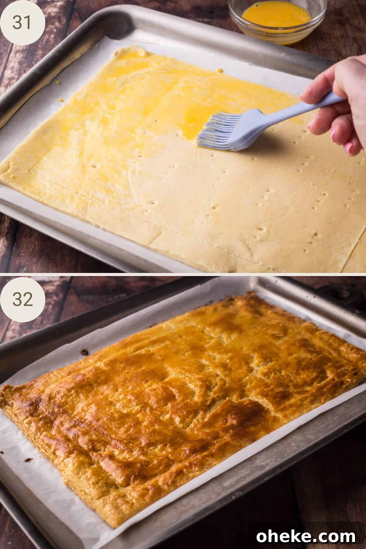 Quick Homemade Gluten-Free Rough Puff Pastry Recipe 10 Gluten-Free Puff Pastry brushed with egg wash and baked until golden brown and crisp.
