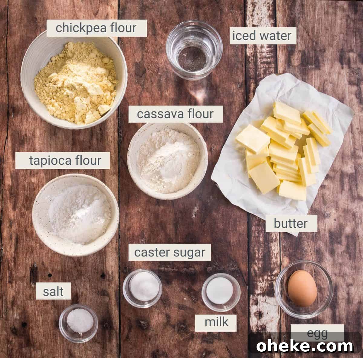 Quick Homemade Gluten-Free Rough Puff Pastry Recipe 4 Gluten-Free Puff Pastry ingredients on a table