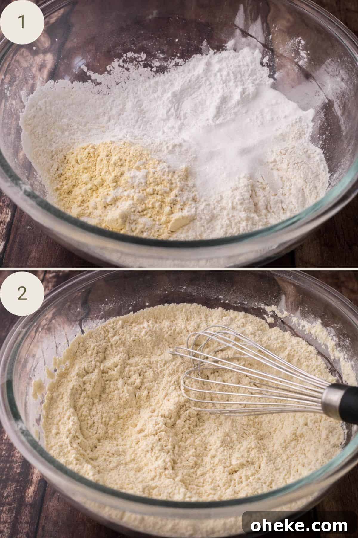 Quick Homemade Gluten-Free Rough Puff Pastry Recipe 5 Dry ingredients for puff pastry in a mixing bowl and whisked together.