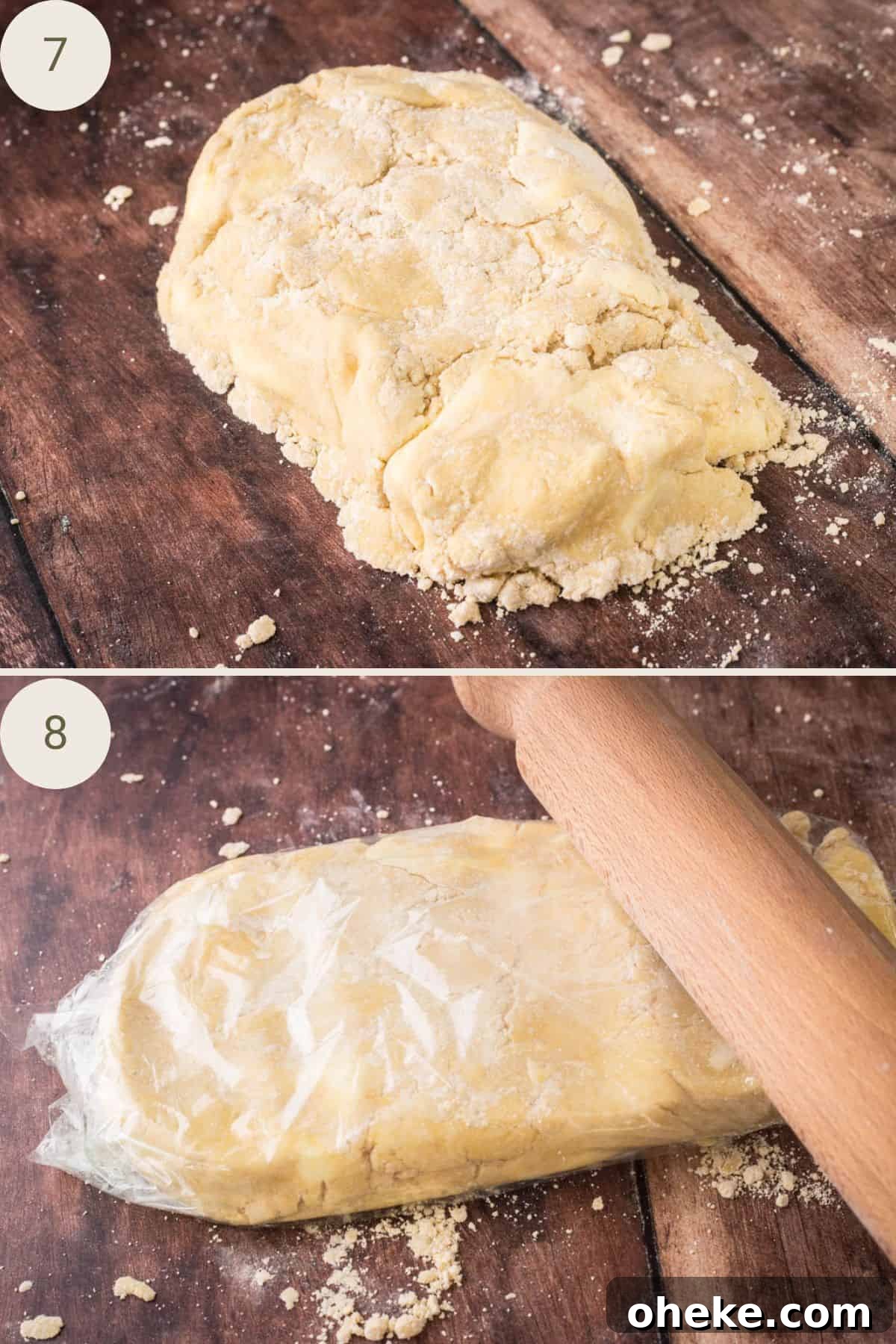 Quick Homemade Gluten-Free Rough Puff Pastry Recipe 7 Pastry ingredients roughly pulled together to create a shaggy dough. Wrapped in cling film and beat with rolling pin.