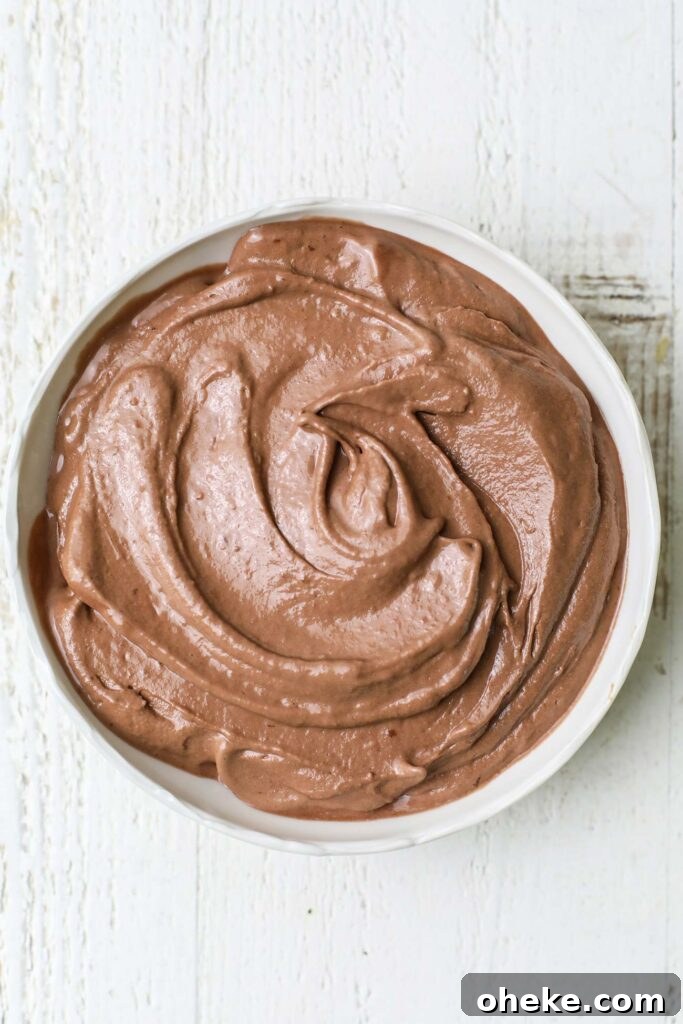 Thick Dreamy Chocolate Smoothie Bowl Recipe for Breakfast 7 A thick textured smoothie in a bowl.