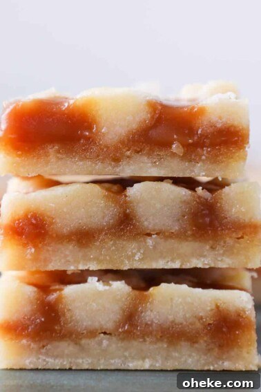 Caramel Butter Bars sliced stacked detail.