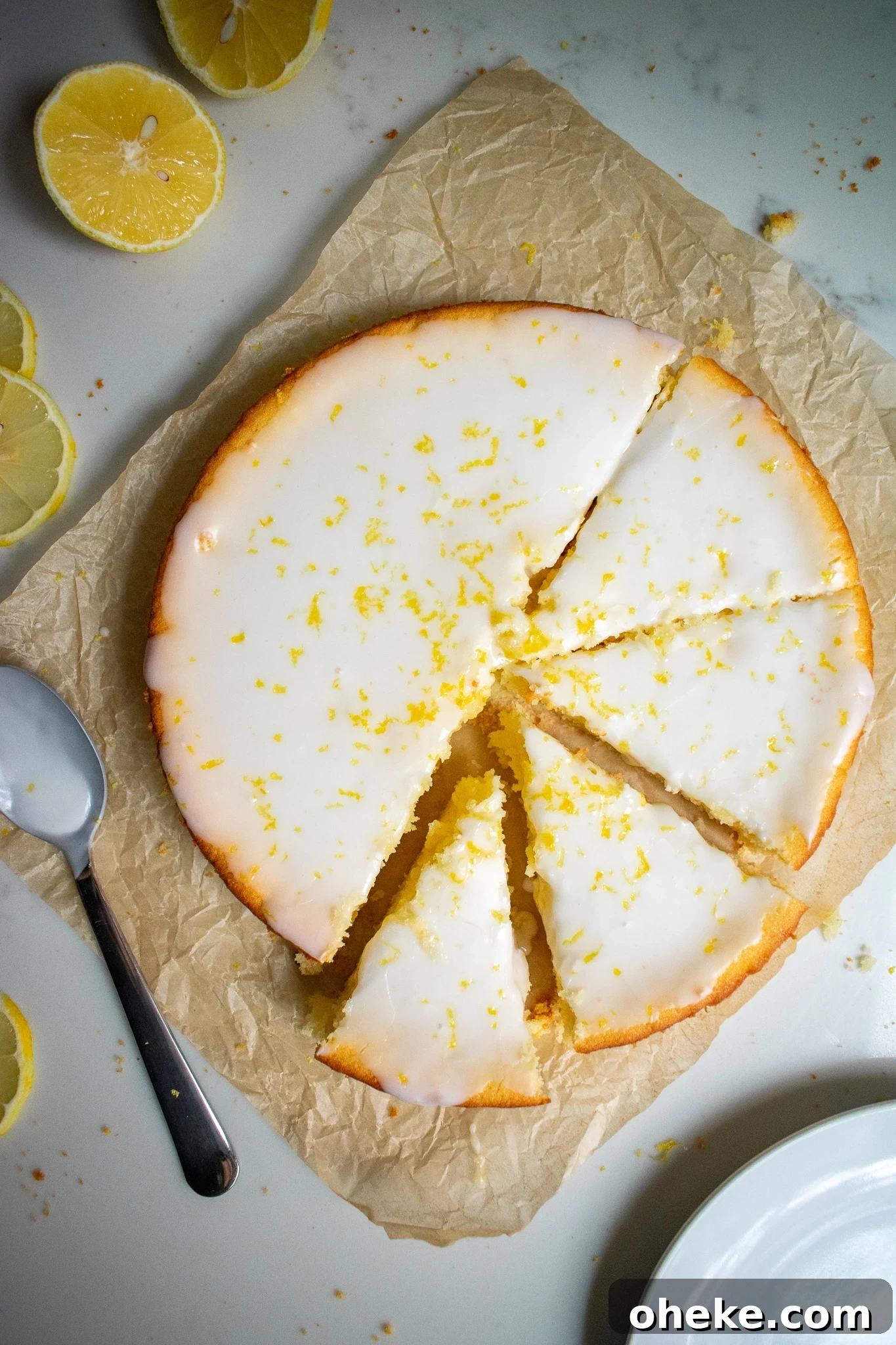 Lemon cake covered with icing.