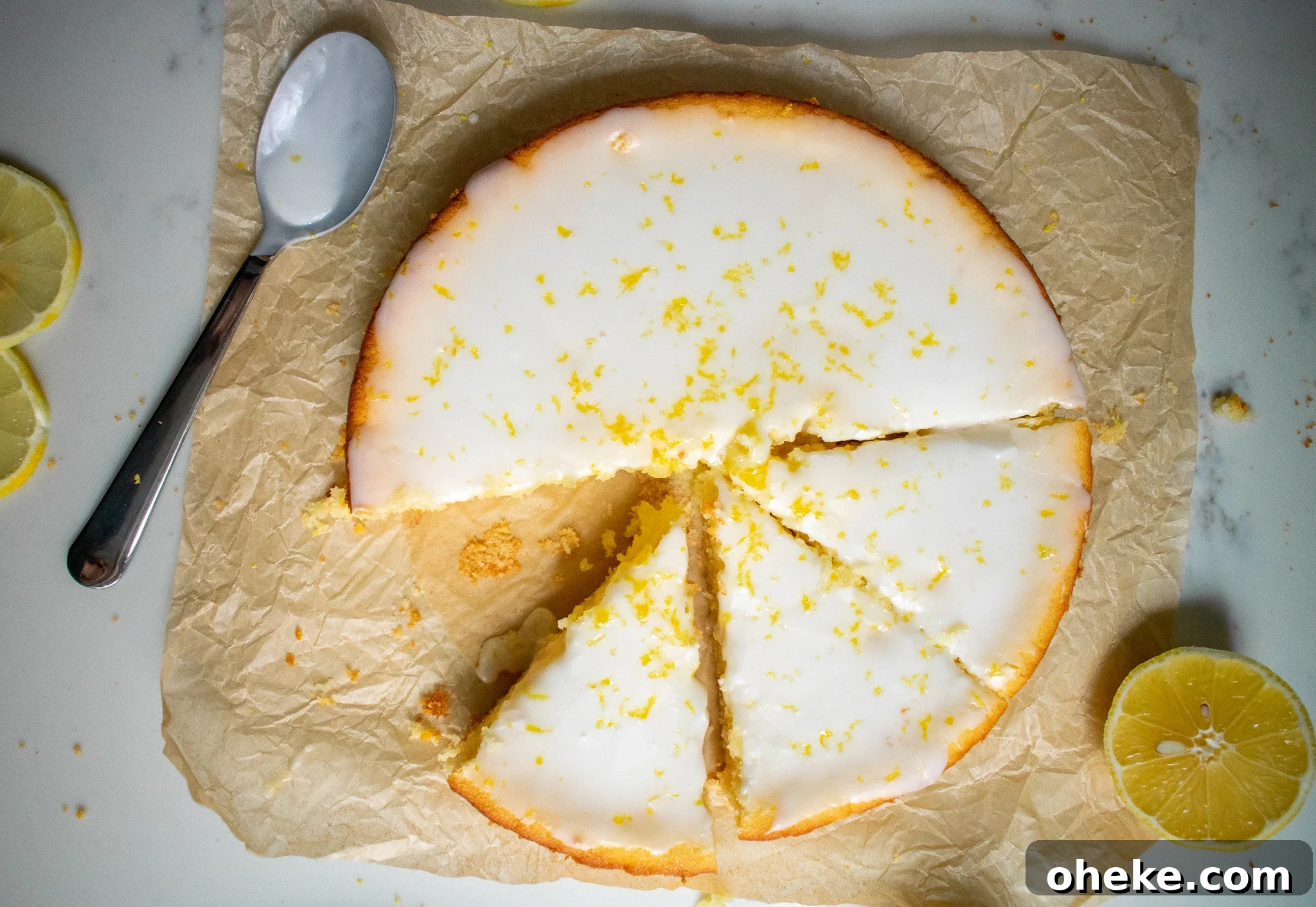 Lemon cake covered with icing.