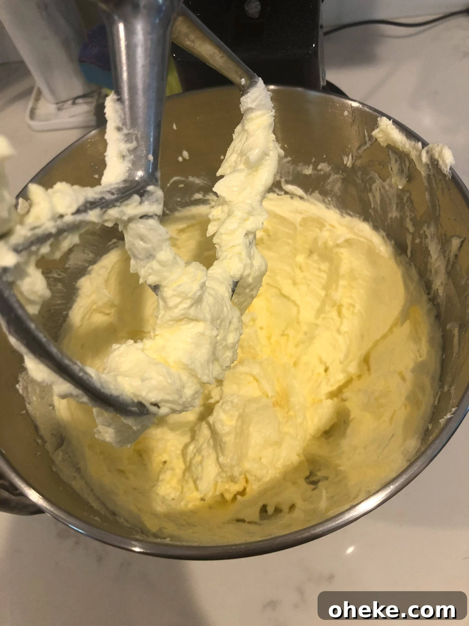 Butter and sugar creamed together with eggs.