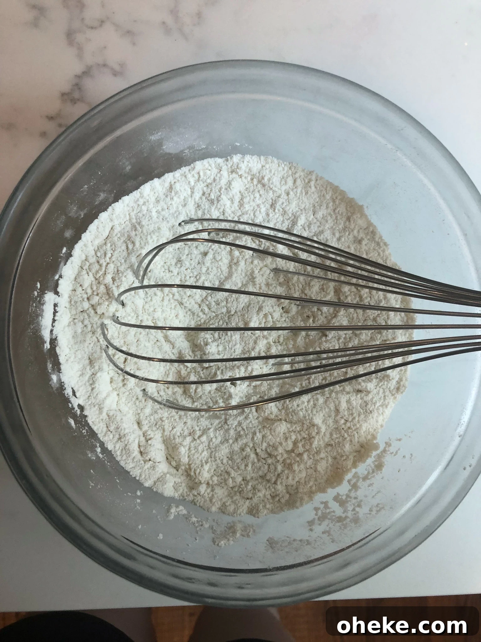 Dry ingredients combined in a bowl.