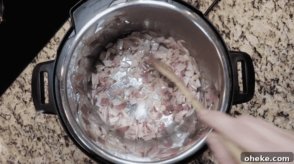 Sautéing red onion