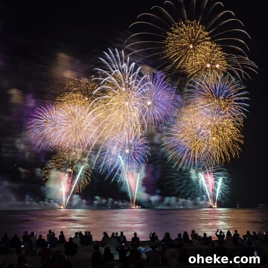 Nagaoka Fireworks, the finale of the annual Honolulu Festival in Waikīkī.