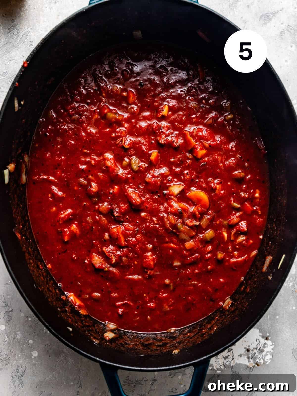 Short Rib Bolognese Recipe: Slow-Simmered, Rich Italian Ragu 8 ragu sauce in a dutch oven.
