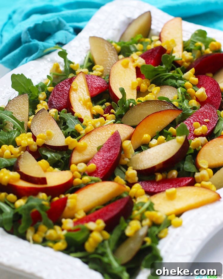 Summer Peach and Plum Salad with Honey-Lime Dressing 5 Peach and Plum Summer Salad angle