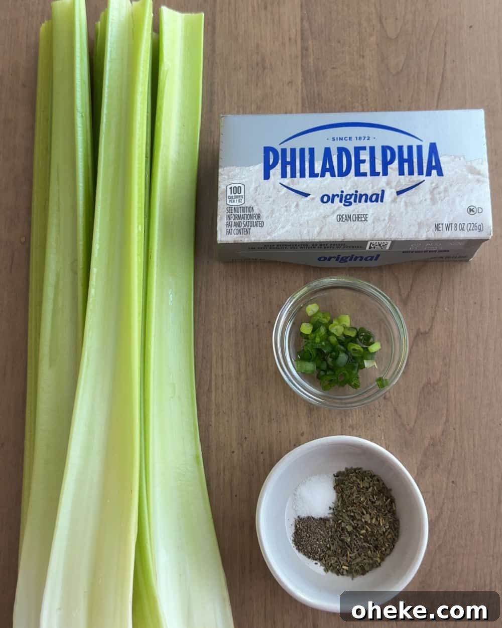 Mom’s Classic Stuffed Celery Recipe — Party Appetizer 3 celery ribs, cream cheese, chives, seasonings.