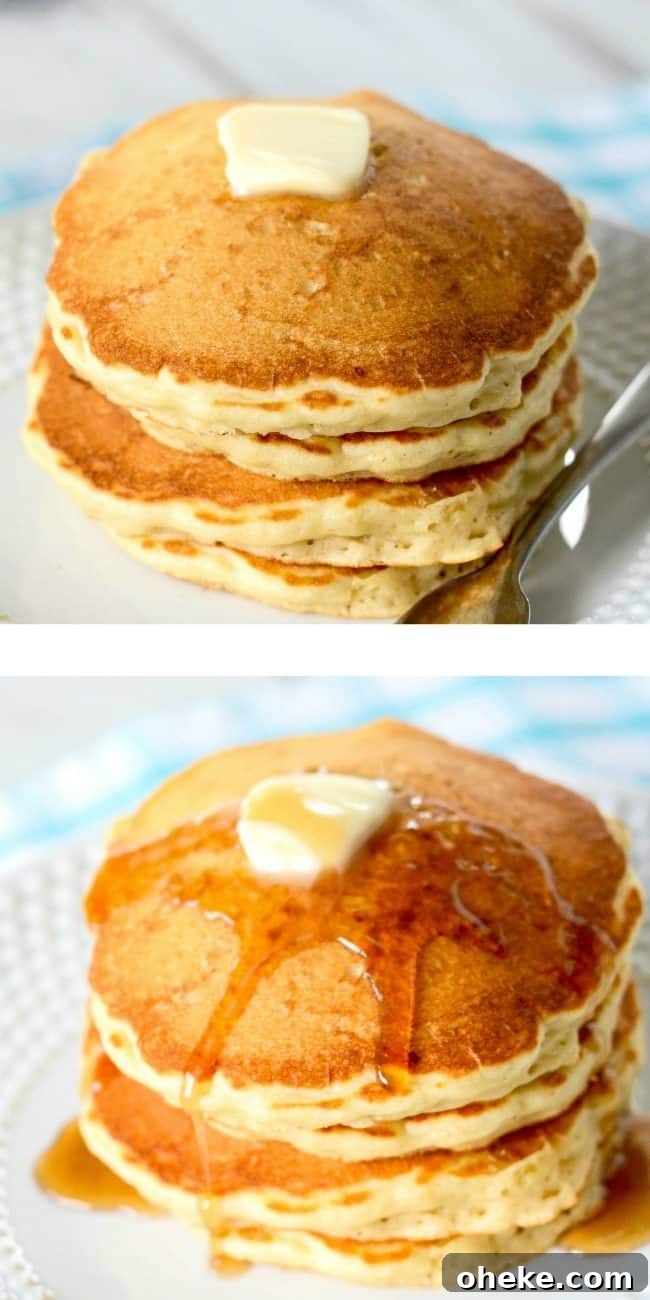 Tips for making the best oatmeal pancakes. Buttermilk makes these oatmeal pancakes tender and fluffy, brown sugar adds a hint of sweetness. stack of oatmeal pancakes with butter and syrup