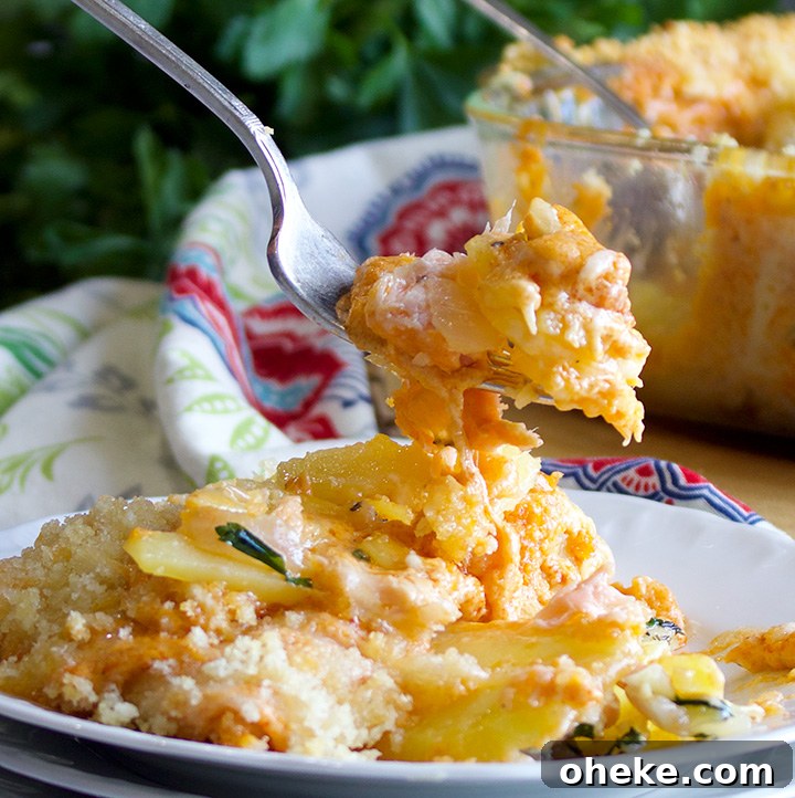 Cheese Potato Gratin with Smoked Salmon and Paprika Cream