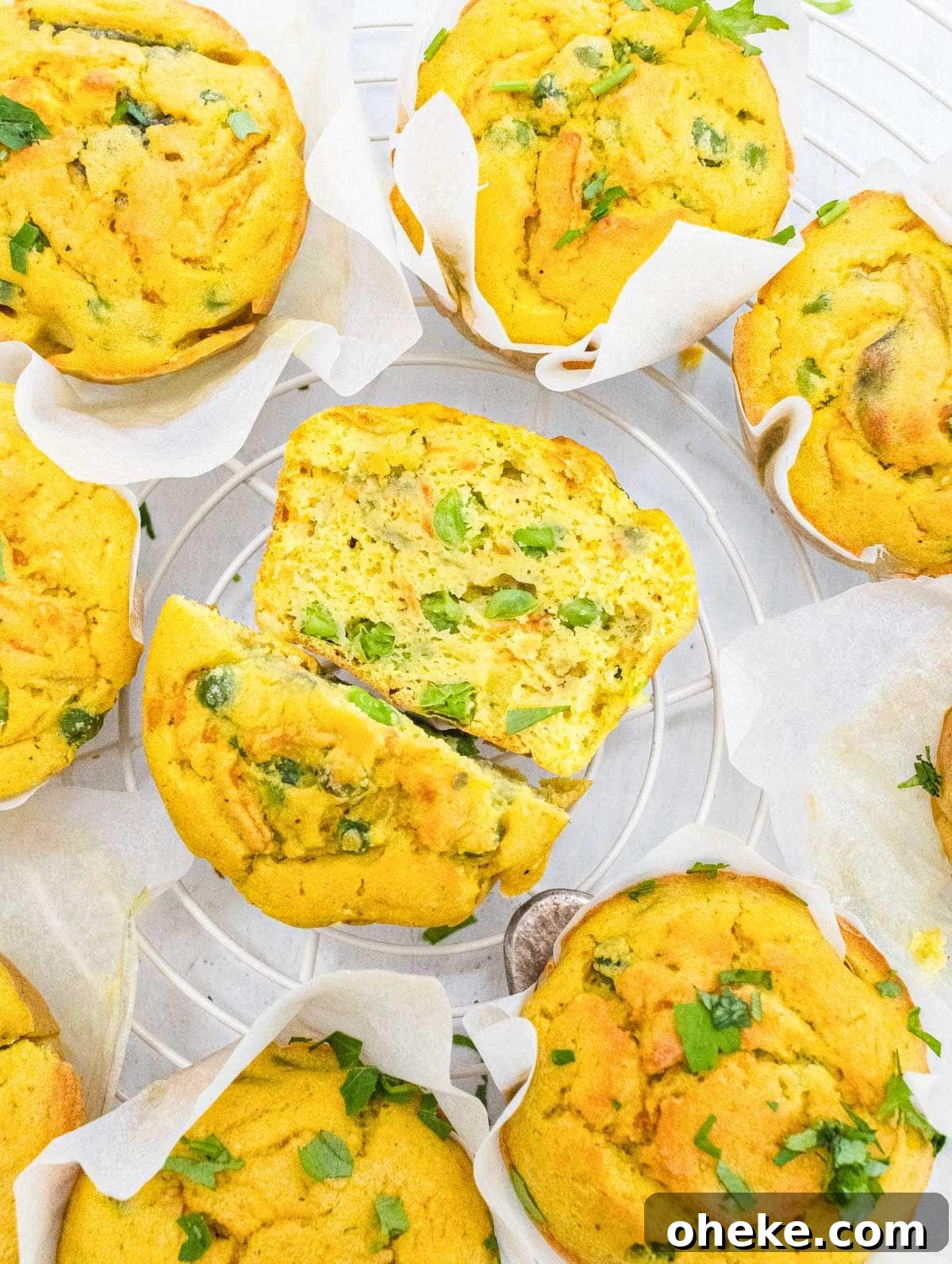 Savory Chickpea Frittata Muffins for Meal Prep 2 Chickpea flour muffins with peas