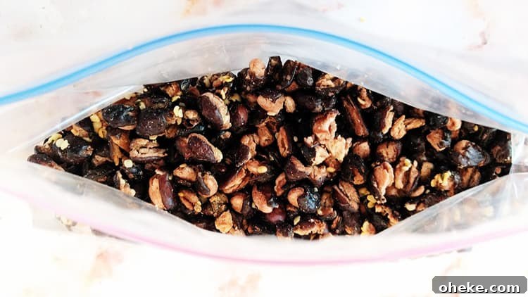 ziploc bag containing crunchy roasted black beans
