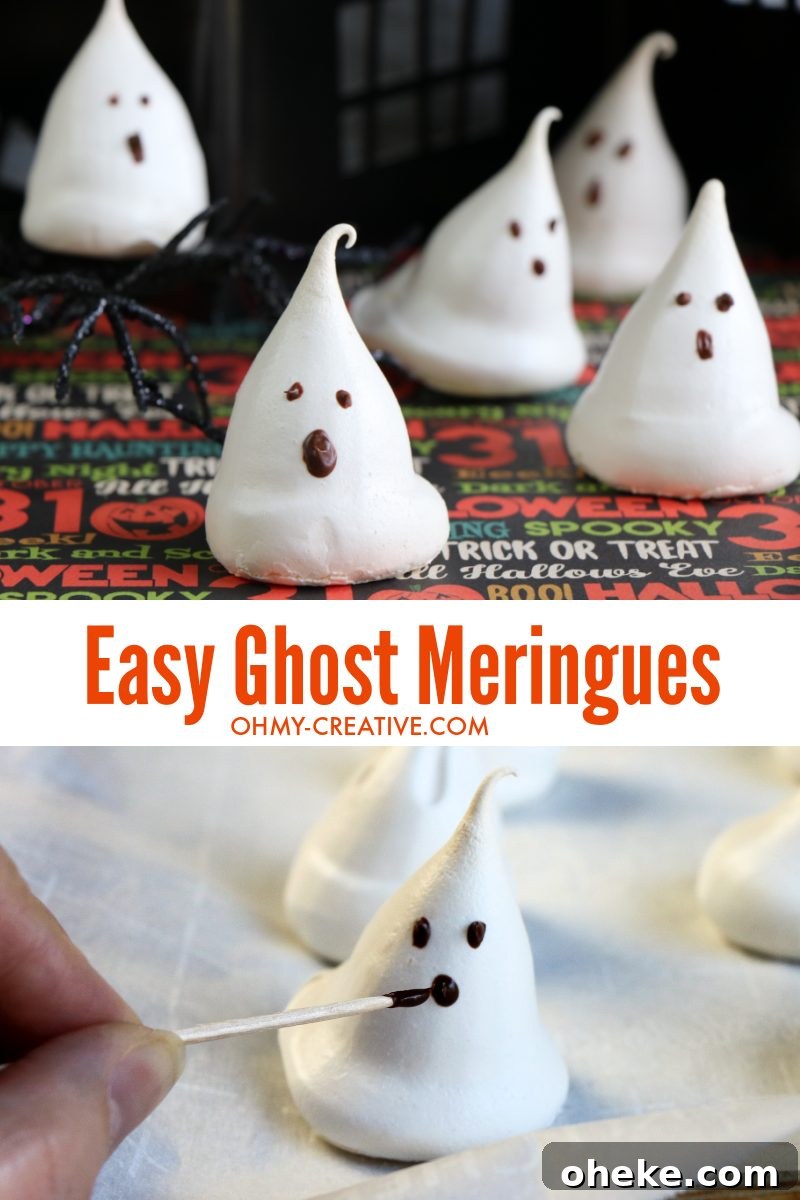 Ghost Meringues Recipe: How to Make Spooky Meringue Cookies 12 These ghost meringues are finish with the perfect scary background for Halloween!