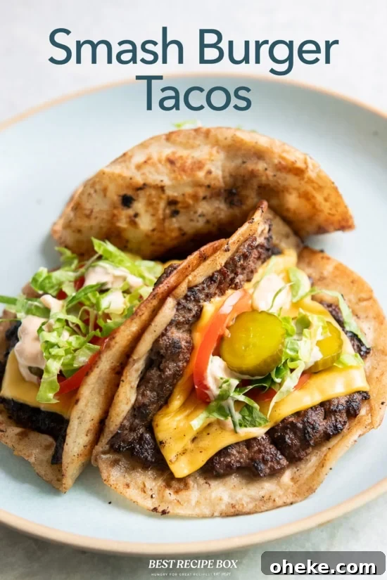 plate of 3 smash burger tacos 