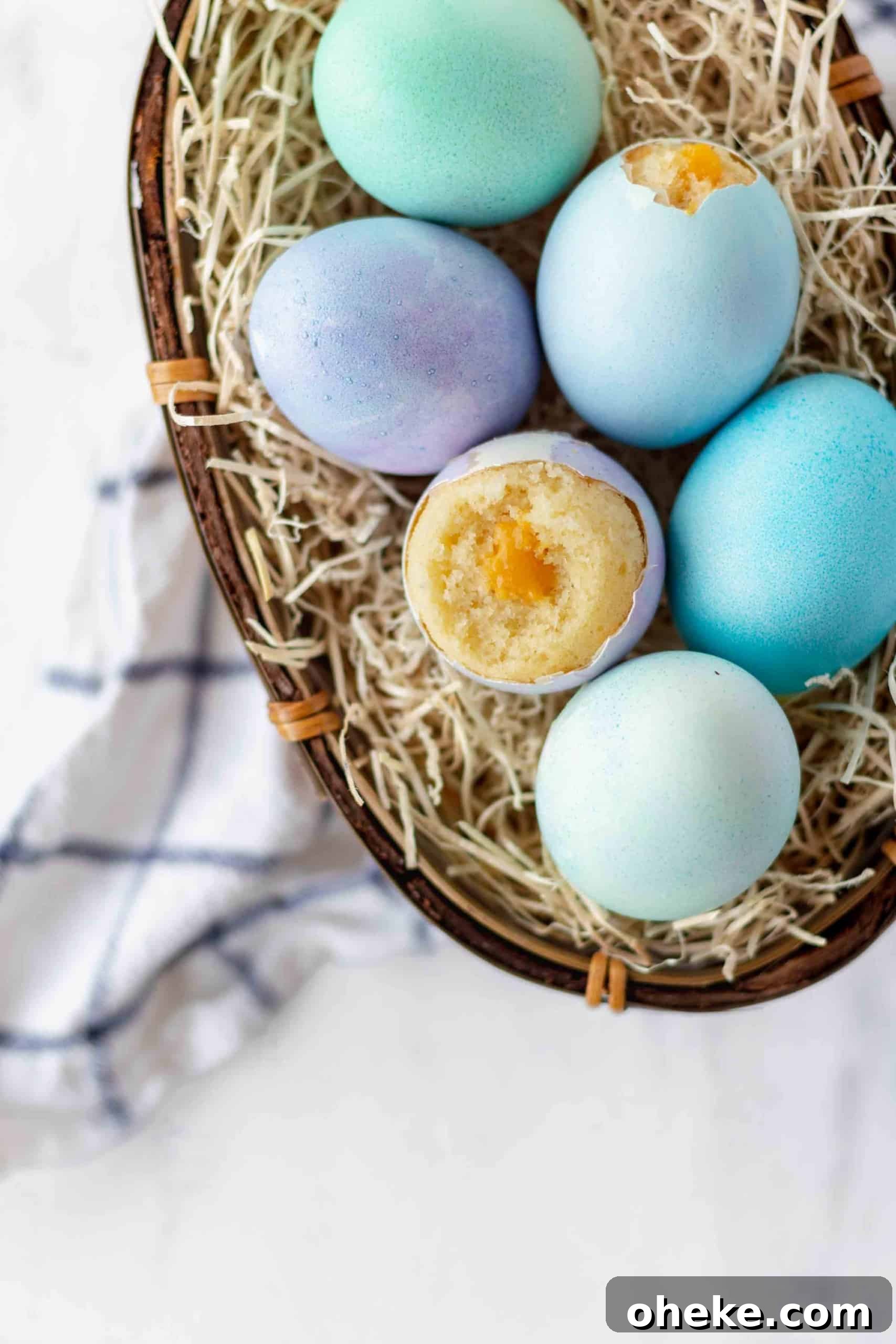 Vanilla cupcakes baked in eggshells with carrot curd