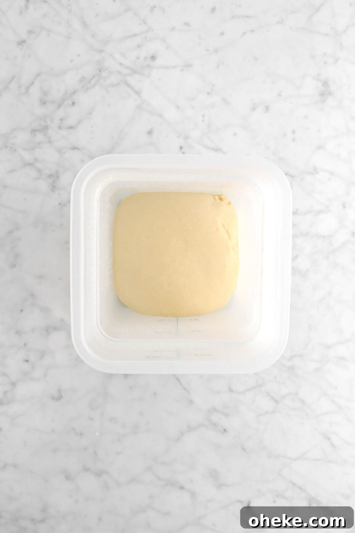 dough risen in plastic container