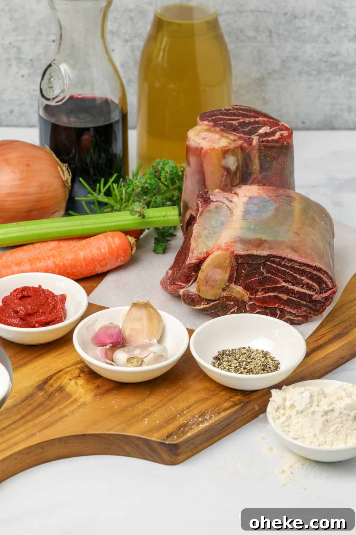 Ingredients for making osso buco. 