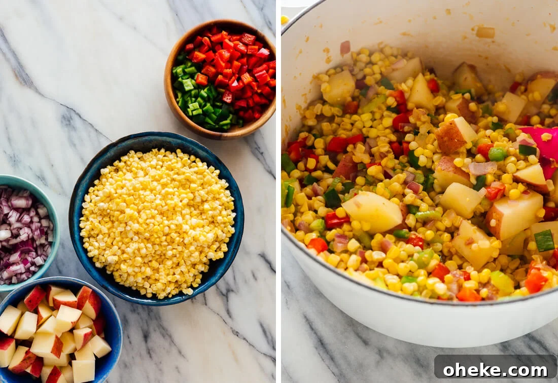 Southwestern Corn Chowder Recipe with Smoky Chipotle and Bacon 3 corn chowder ingredients