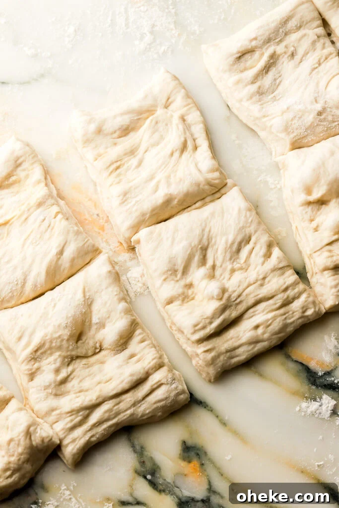 close up of ciabatta dough after it's sliced