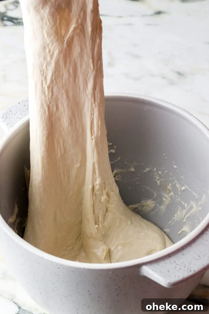 stretching and folding the dough