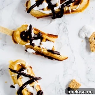 S'mores waffle sticks... this is the best way to get some s'mores in your life during breakfast. Plus, it's an easy and fun kid-friendly recipe