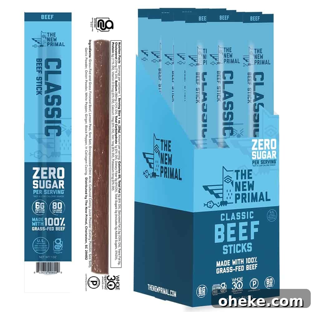 a box of all natural beef jerky sticks 