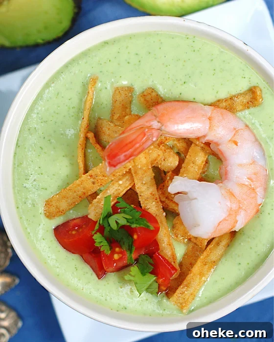Chilled Avocado Soup Close up