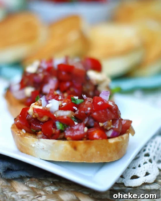 Tomato & watermelon bruschetta on french bread