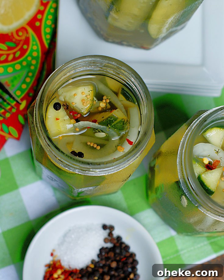 An aerial view of lemonade refrigerator pickles