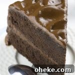 Slice of old fashioned chocolate cake