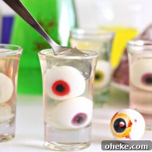 Bloody Glass Cupcakes Recipe: Spooky Jello-Filled Treats for Halloween 9 Jelly candy eyeballs suspended in clear gelatin.