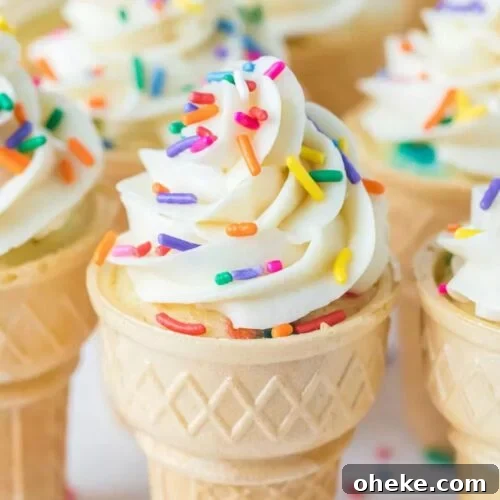 Ice Cream Cone Cupcake up close.