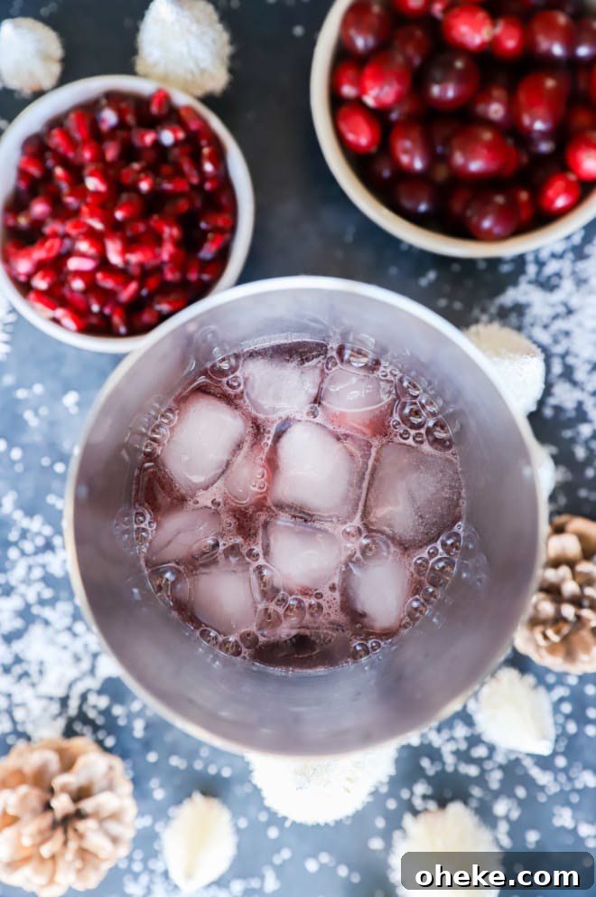 Christmas margarita in a shaker with ice