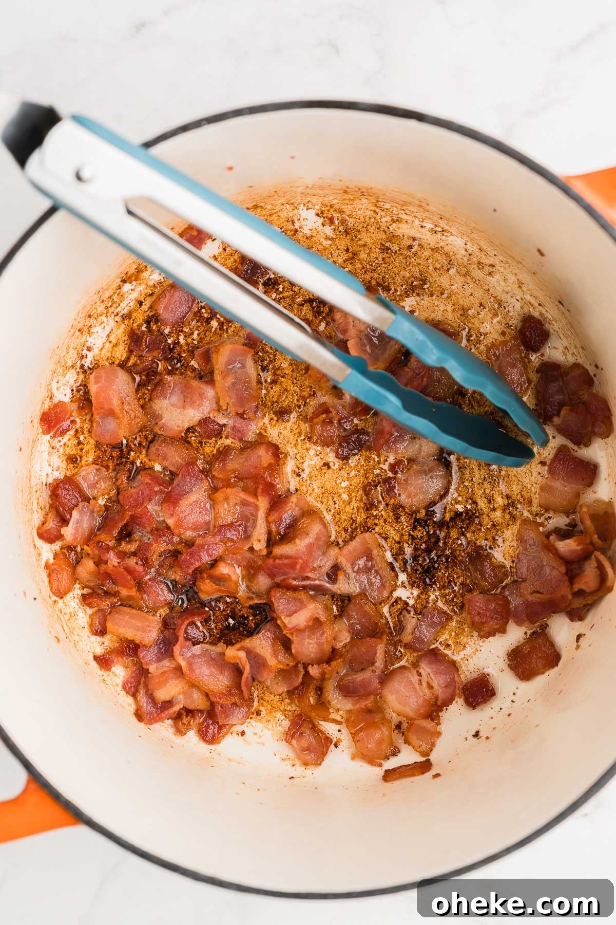 Season Soup Perfectly Using Pantry Ingredients 3 frying bacon in a dutch oven