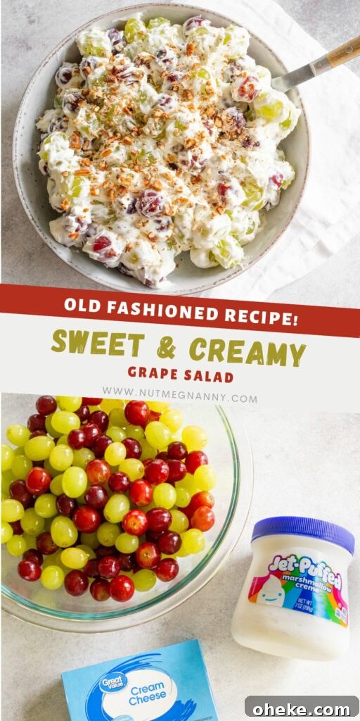 Sweet Grape Salad pin for Pinterest. 