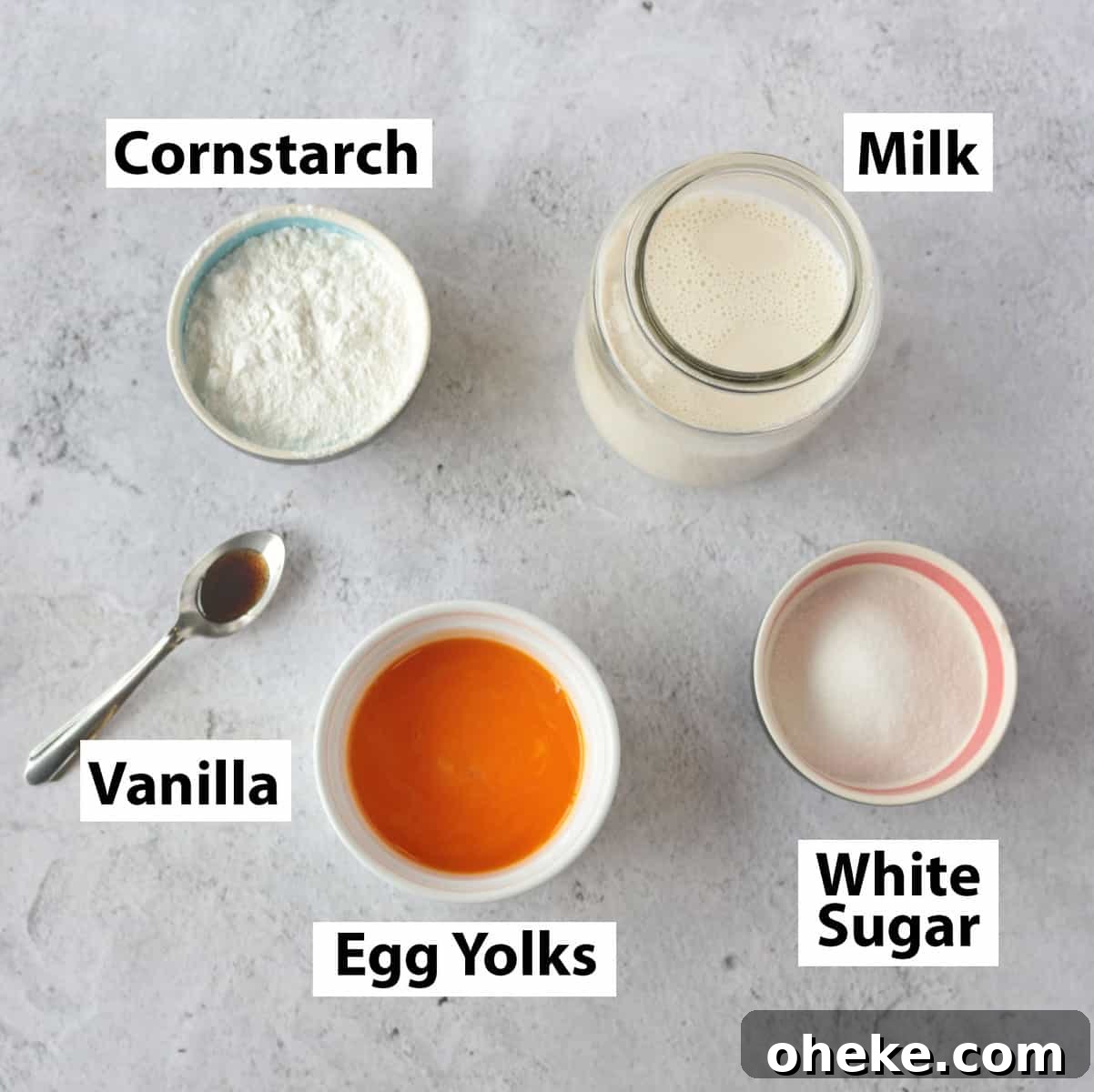 Ingredients on a grey surface.